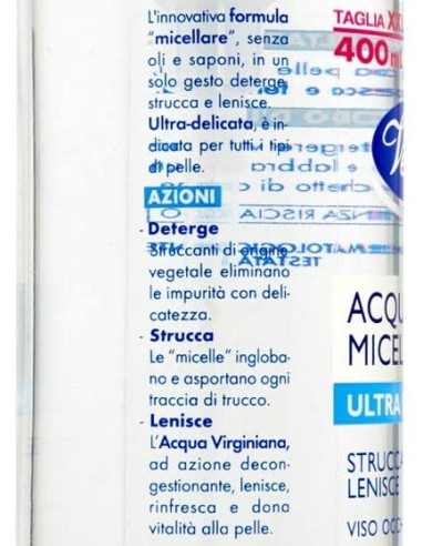venus acqua micellare 400ml - ultra delicata - struccante viso occhi labbra: tuttocasashop.it: igiene e cura della persona