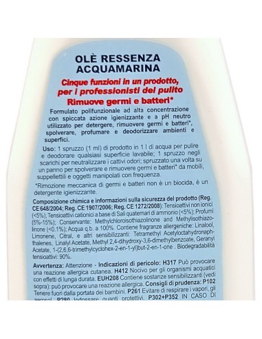 ole' oies ressenza deodorante multiuso igienizzante 750ml - acquamarina: tuttocasashop.it: pulizia e cura della casa
