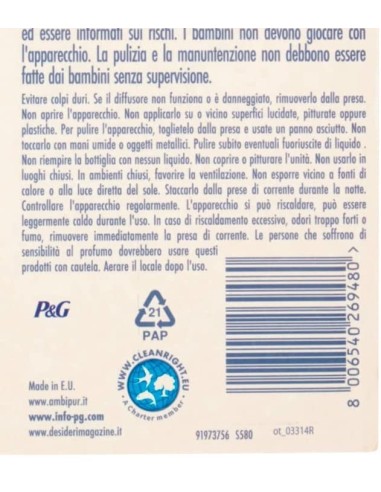 ambipur deodorante ambienti elettrico - 20ml 80 giorni - capri: tuttocasashop.it: pulizia e cura della casa