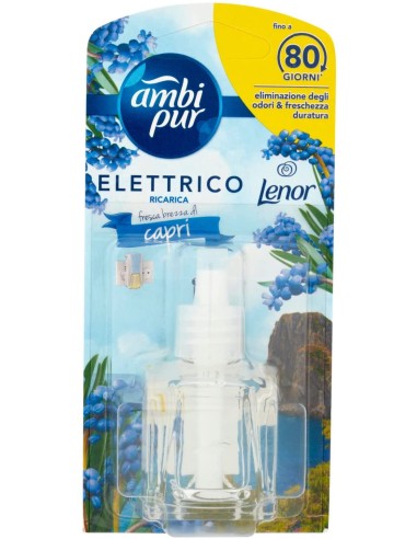 ambipur deodorante ambienti elettrico - 20ml 80 giorni - ricarica - capri: tuttocasashop.it: pulizia e cura della casa