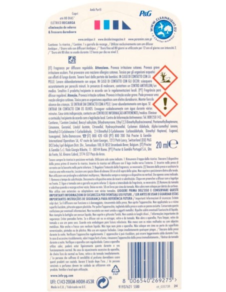 ambipur deodorante ambienti elettrico - 20ml 80 giorni - ricarica - capri: tuttocasashop.it: pulizia e cura della casa