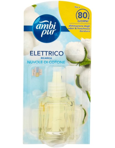 ambipur deodorante ambienti elettrico - 20ml 80 giorni - ricarica - cotone: tuttocasashop.it: pulizia e cura della casa