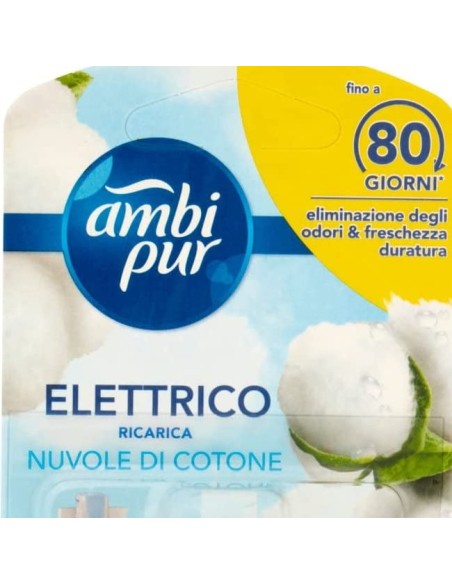 ambipur deodorante ambienti elettrico - 20ml 80 giorni - ricarica - cotone: tuttocasashop.it: pulizia e cura della casa