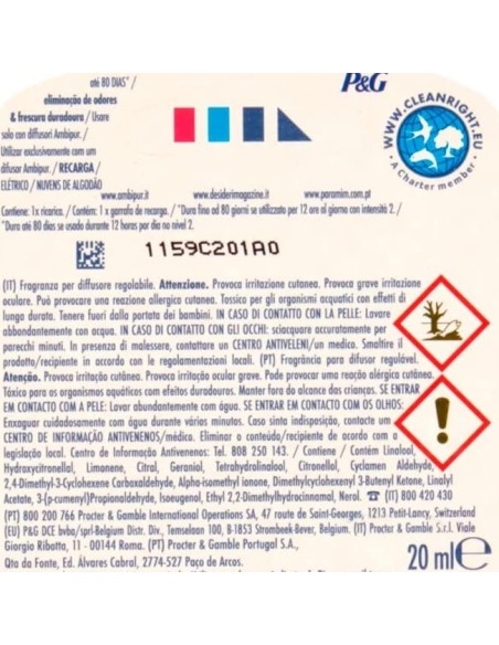 ambipur deodorante ambienti elettrico - 20ml 80 giorni - ricarica - cotone: tuttocasashop.it: pulizia e cura della casa