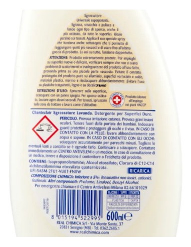 chanteclair sgrassatore universale spray 600ml - ricarica - lavanda: tuttocasashop.it: pulizia e cura della casa