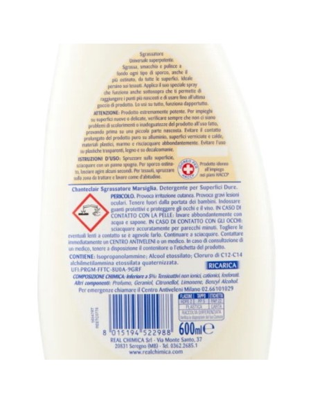 chanteclair sgrassatore universale spray 600ml - ricarica - marsiglia: tuttocasashop.it: pulizia e cura della casa