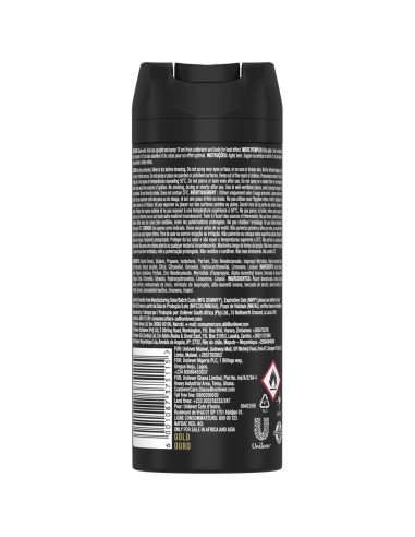 axe deodorante body spray for men - 150ml - gold dark - vaniglia: tuttocasashop.it: igiene e cura della persona