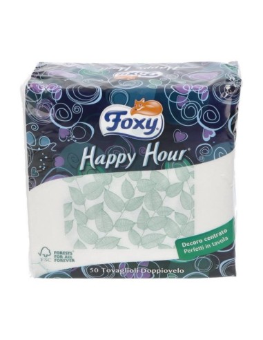 foxy happy hour tovaglioli doppiovelo 33x33cm - 50 pezzi - decori assortiti: tuttocasashop.it: carta & monouso