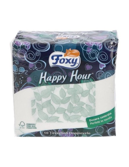 foxy happy hour tovaglioli doppiovelo 33x33cm - 50 pezzi - decori assortiti: tuttocasashop.it: carta & monouso