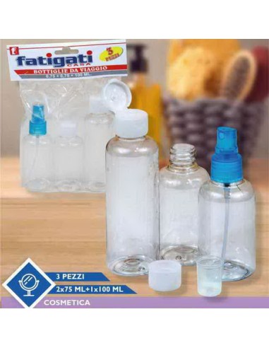 fatigati set flaconi da viaggio - set 3 pezzi - travel size set: tuttocasashop.it: igiene e cura della persona