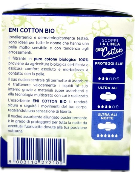 emi cotton assorbenti ultra in cotone - 10 pezzi - notte: tuttocasashop.it: igiene e cura della persona