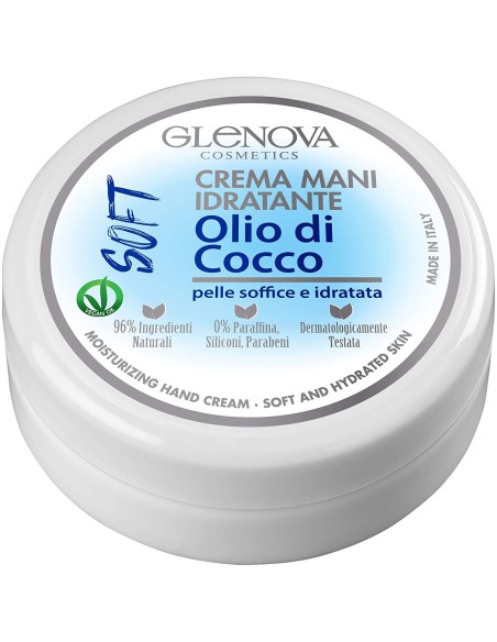 glenova crema mani idratante soft - 120ml - olio di cocco - pelle soffice: tuttocasashop.it: igiene e cura della persona