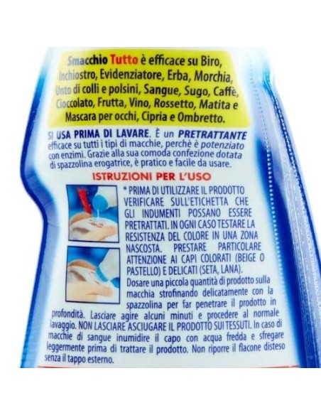 smacchio tutto - 250ml - pretrattante concentrato ad azione rapida: tuttocasashop.it: prodotti per bucato e tessuti