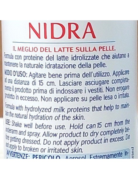 nidra deodorante spray - 150ml - idratante con proteine del latte - 48h: tuttocasashop.it: igiene e cura della persona
