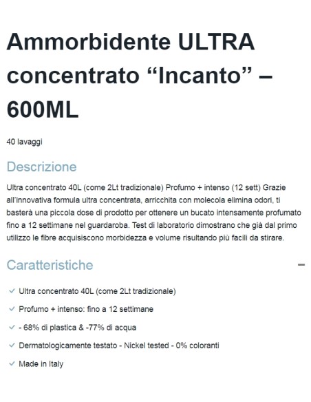 dual power ultra ammorbidente concentrato 24 lavaggi - 600ml - incanto: tuttocasashop.it: prodotti per bucato e tessuti