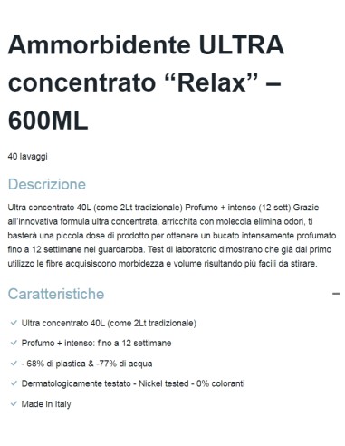dual power ultra ammorbidente concentrato 24 lavaggi - 600ml - relax: tuttocasashop.it: prodotti per bucato e tessuti