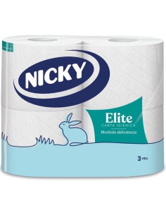 nicky elite carta igienica morbida e delicata - 3 veli - 4 rotoli - 160 str.: tuttocasashop.it: carta & monouso