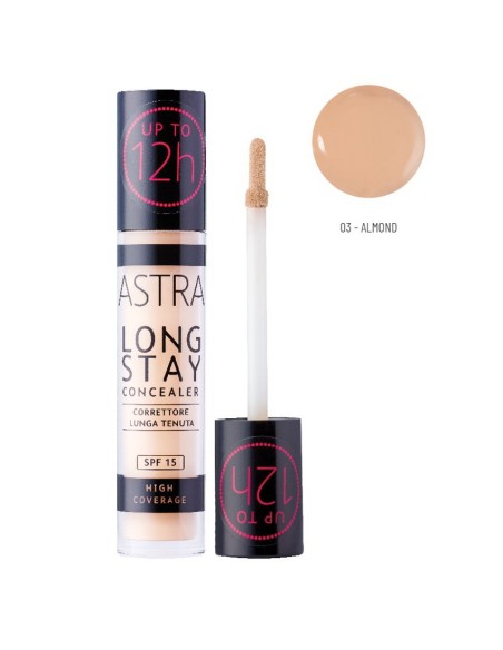 astra long stay concealer - correttore lunga tenuta - spf15 - 03c - almond: tuttocasashop.it: igiene e cura della persona