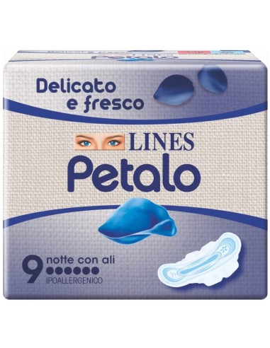 lines petalo blu assorbenti - 9 pezzi - anatomico notte con ali: tuttocasashop.it: igiene e cura della persona