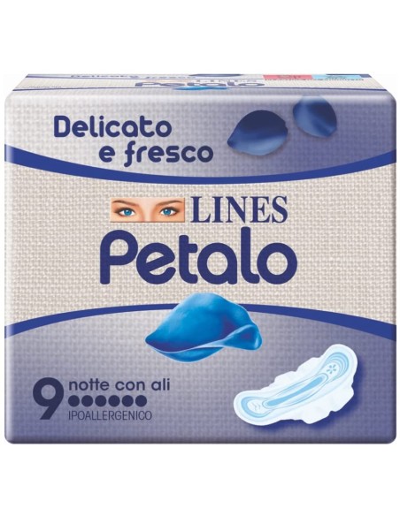 lines petalo blu assorbenti - 9 pezzi - anatomico notte con ali: tuttocasashop.it: igiene e cura della persona