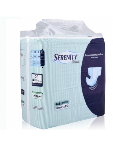 serenity pannoloni mutandina per incontinenti - 15 pezzi - super - taglia xl: tuttocasashop.it: igiene e cura della persona