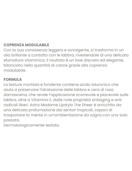 astra madame lipstylo the sheer - rossetto stylo - 05 - jolie coco: tuttocasashop.it: igiene e cura della persona