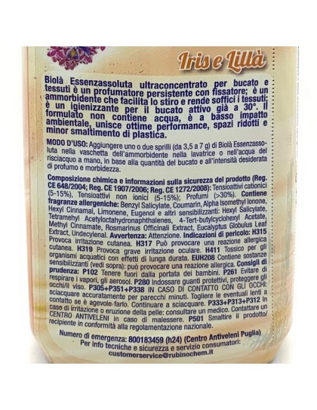 biola' essenzassoluta ammorbidente igienizzante - 300ml - iris&lilla: tuttocasashop.it: prodotti per bucato e tessuti