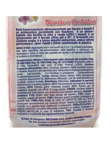 biola' essenzassoluta ammorbidente igienizzante - 300ml - narciso&orchidea: tuttocasashop.it: prodotti per bucato e tessuti