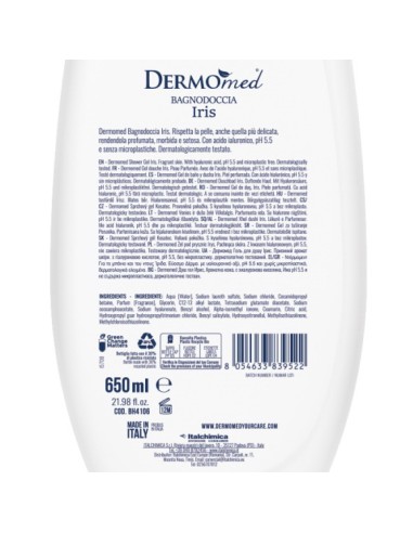 dermomed bagnodoccia 650ml - ph 5.5 con acido ialuronico - iris: tuttocasashop.it: igiene e cura della persona