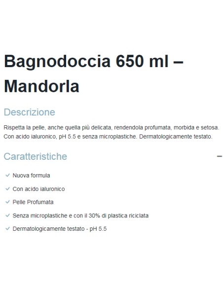 dermomed bagnodoccia 650ml - ph 5.5 con acido ialuronico - mandorla: tuttocasashop.it: igiene e cura della persona