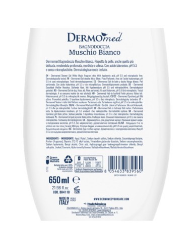 dermomed bagnodoccia 650ml - ph 5.5 con acido ialuronico - muschio bianco: tuttocasashop.it: igiene e cura della persona