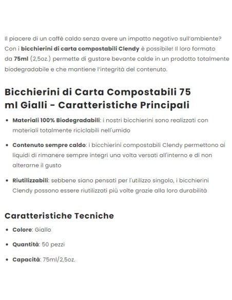 clendy bicchieri caffe' monouso in carta da 75ml - 50 pezzi - giallo: tuttocasashop.it: carta & monouso