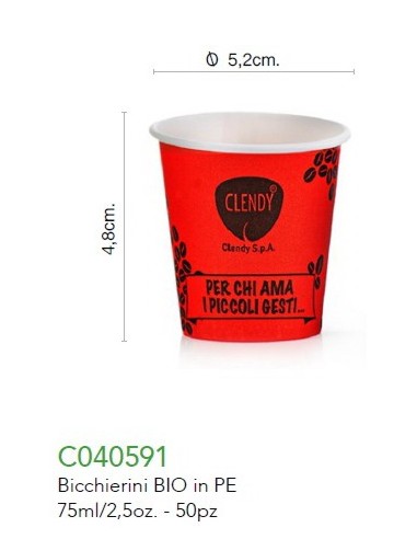 clendy bicchieri caffe' monouso in carta da 75ml - 50 pezzi - rosso: tuttocasashop.it: carta & monouso
