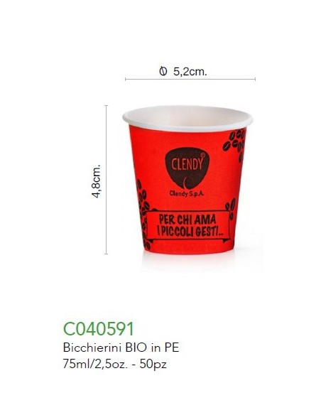 clendy bicchieri caffe' monouso in carta da 75ml - 50 pezzi - rosso: tuttocasashop.it: carta & monouso