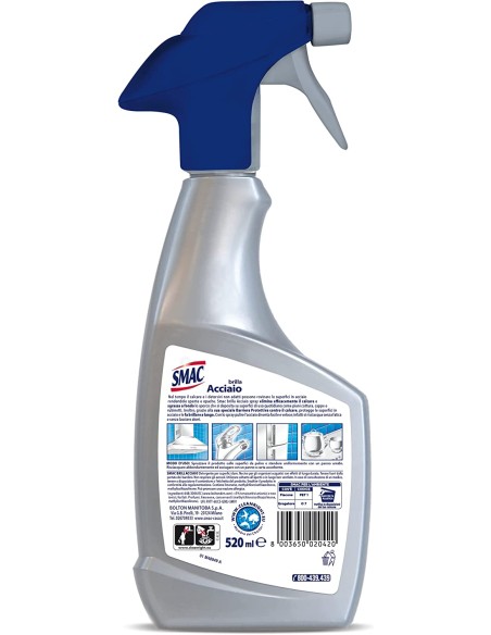 smac brillacciaio 520ml spray - detergente per superfici in acciaio: tuttocasashop.it: pulizia e cura della casa
