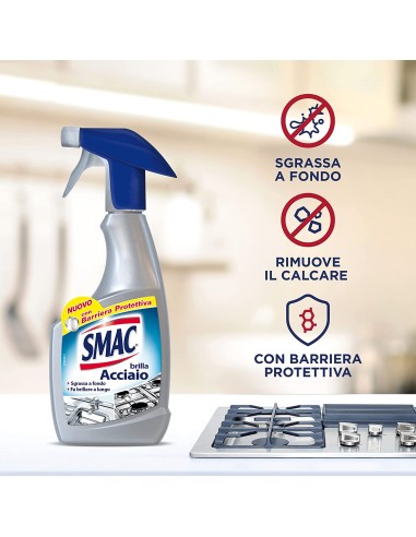 smac brillacciaio 520ml spray - detergente per superfici in acciaio: tuttocasashop.it: pulizia e cura della casa