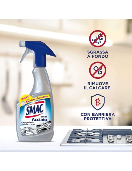 smac brillacciaio 520ml spray - detergente per superfici in acciaio: tuttocasashop.it: pulizia e cura della casa