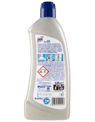 smac brillacciaio 520ml crema - detergente per superfici in acciaio: tuttocasashop.it: pulizia e cura della casa