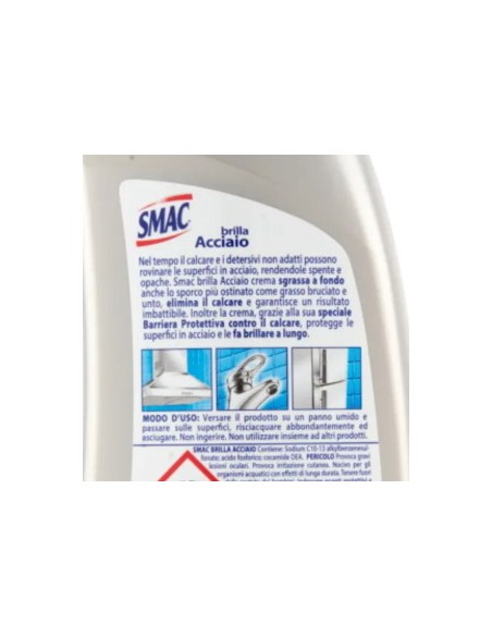 smac brillacciaio 520ml crema - detergente per superfici in acciaio: tuttocasashop.it: pulizia e cura della casa
