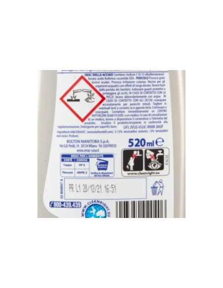 smac brillacciaio 520ml crema - detergente per superfici in acciaio: tuttocasashop.it: pulizia e cura della casa