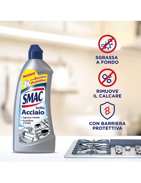 smac brillacciaio 520ml crema - detergente per superfici in acciaio: tuttocasashop.it: pulizia e cura della casa