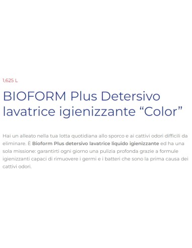 bioform detersivo lavatrice liquido 30 lavaggi 1625ml - color: tuttocasashop.it: prodotti per bucato e tessuti