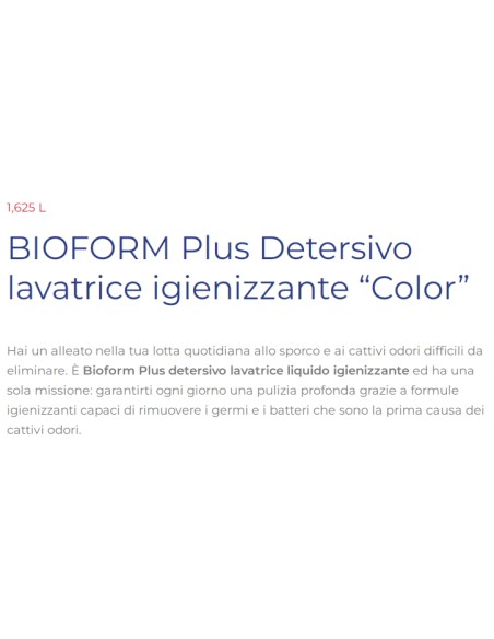 bioform detersivo lavatrice liquido 30 lavaggi 1625ml - color: tuttocasashop.it: prodotti per bucato e tessuti