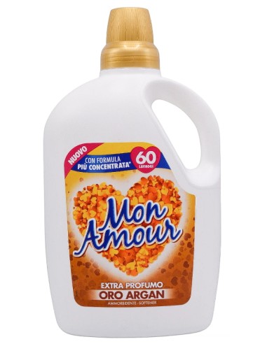 mon amour ammorbidente 60 lavaggi 3000ml - oro - argan: tuttocasashop.it: prodotti per bucato e tessuti