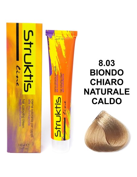 struktis crema colorante 100ml - 8.03 biondo chiaro naturale caldo: tuttocasashop.it: igiene e cura della persona