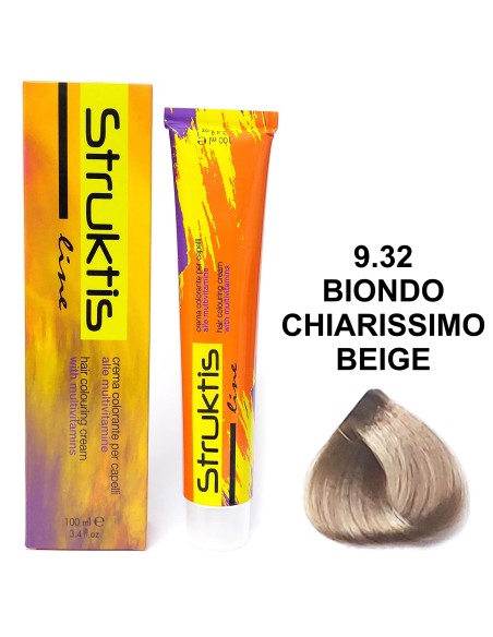 struktis crema colorante 100ml - 9.32 biondo chiarissimo beige: tuttocasashop.it: igiene e cura della persona