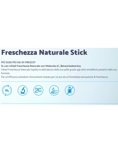 infasil deodorante stick - 40ml - freschezza naturale: tuttocasashop.it: igiene e cura della persona