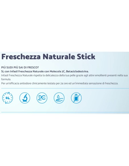 infasil deodorante stick - 40ml - freschezza naturale: tuttocasashop.it: igiene e cura della persona