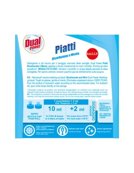 dual power detersivo per piatti - 1 litro - bicarbonato: tuttocasashop.it: pulizia e cura della casa