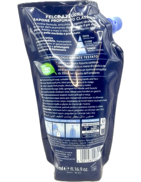 felce azzurra sapone liquido - ecoricarica da 500ml - classico: tuttocasashop.it: igiene e cura della persona